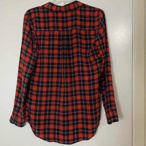 NWOT Equipment Reese Red Plaid Silk button down blouse Shirt Small - Picture 6 of 6